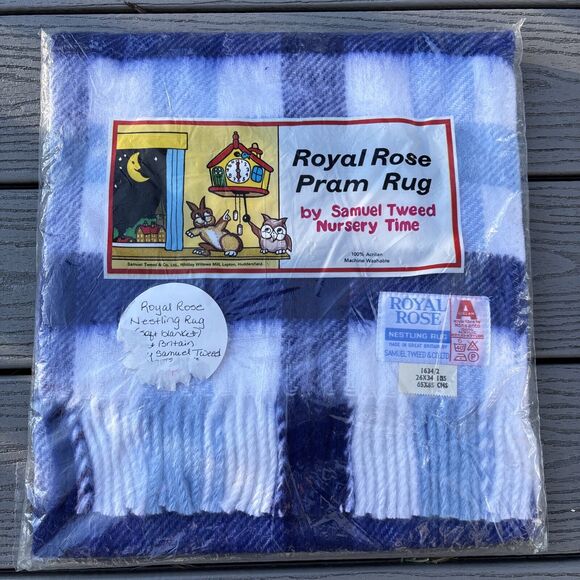 Royal rose Other - Royal Rose Pram Rug By Samuel Tweed Nursery Time Nestling Rug Great Britain Blue